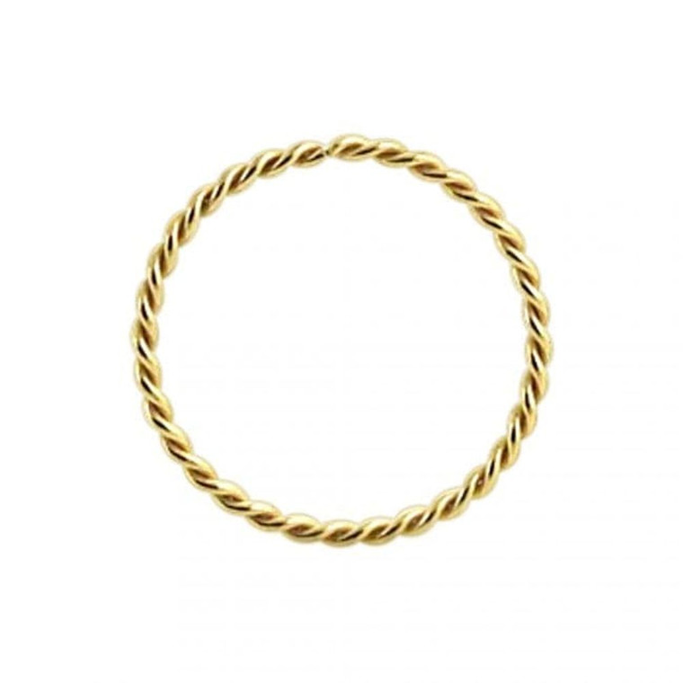 9ct Solid Gold Continuous Twister Hoop Nose Ring - Yellow Gold