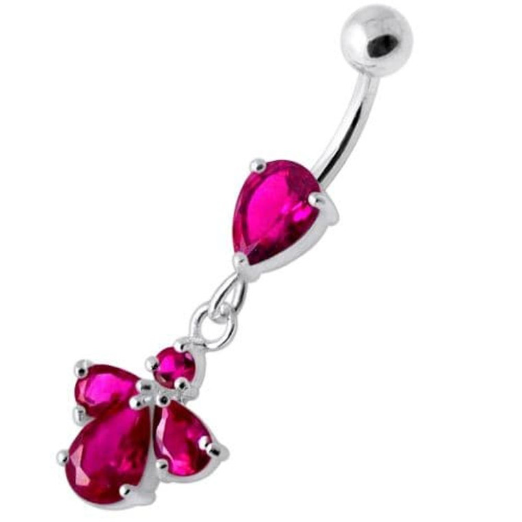 Fancy Jeweled Dangling Belly Banana - Red