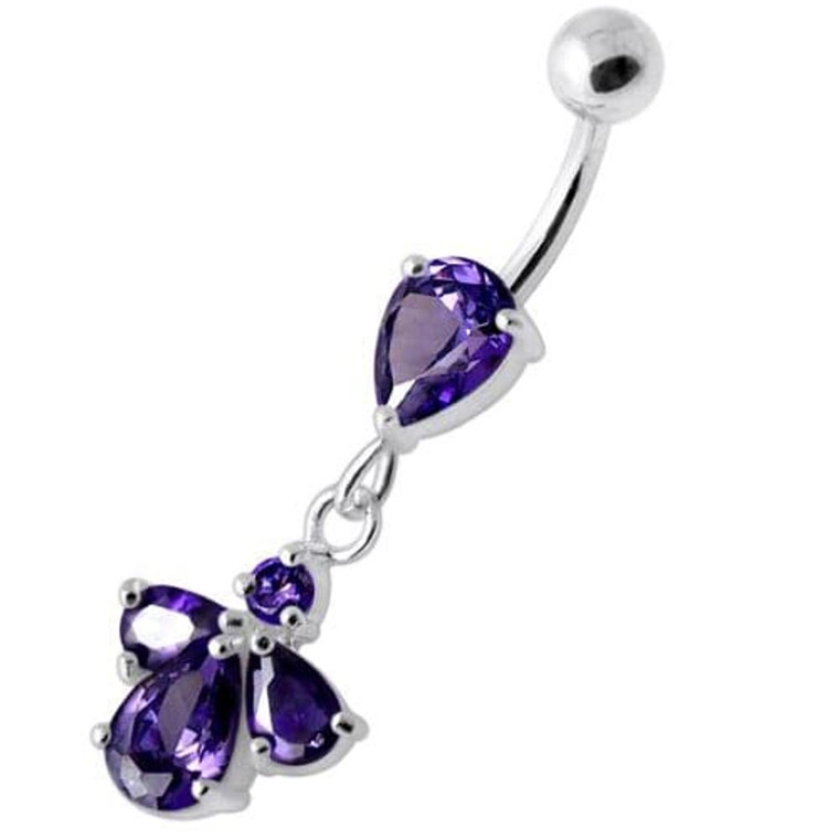 Fancy Jeweled Dangling Belly Banana - Purple