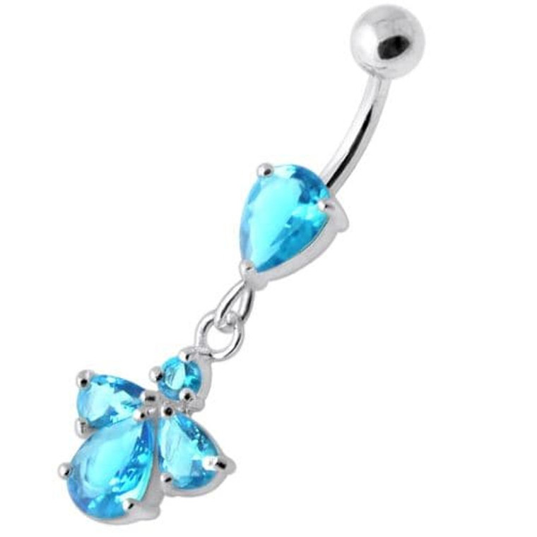 Fancy Jeweled Dangling Belly Banana - Aqua
