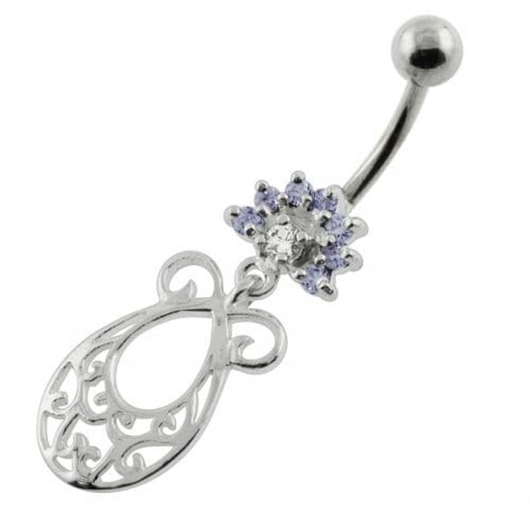 Fancy Jeweled belly button piercings - Lavender