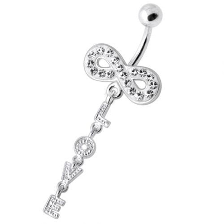 Infinity Love Jeweled Navel Belly Ring - Clear