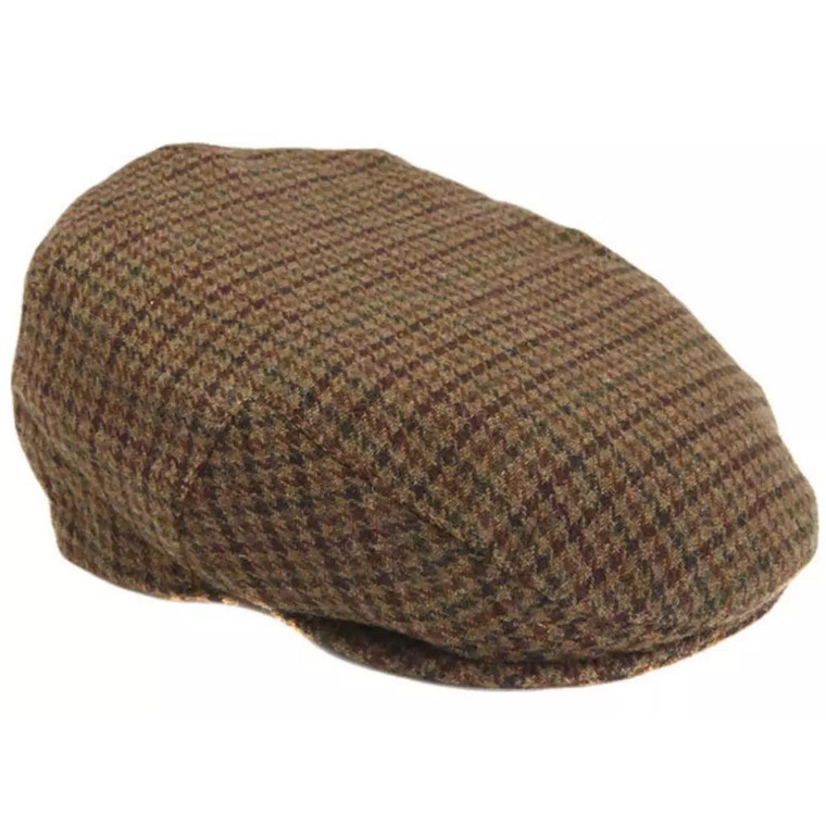 Dark Brown Club Check Barbour Crieff Flat Cap