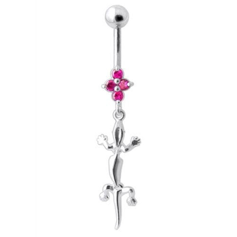 Lizard Belly Banana Dangling Navel Ring - Red