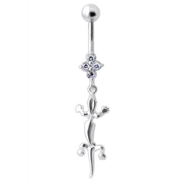 Lizard Belly Banana Dangling Navel Ring - Lavender