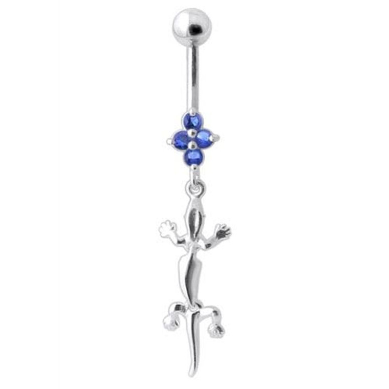 Lizard Belly Banana Dangling Navel Ring - Dark Blue