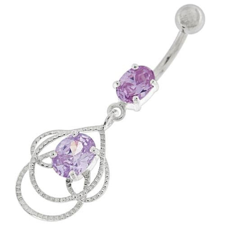 Multi Jeweled Joining Ring with stone Belly Button Ring - Lavender