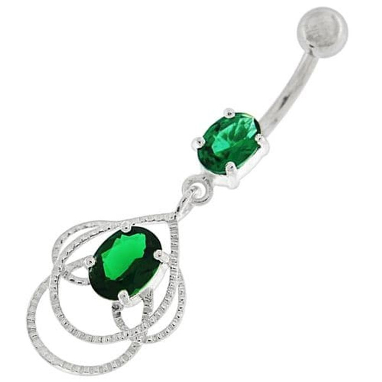 Multi Jeweled Joining Ring with stone Belly Button Ring - Emerald