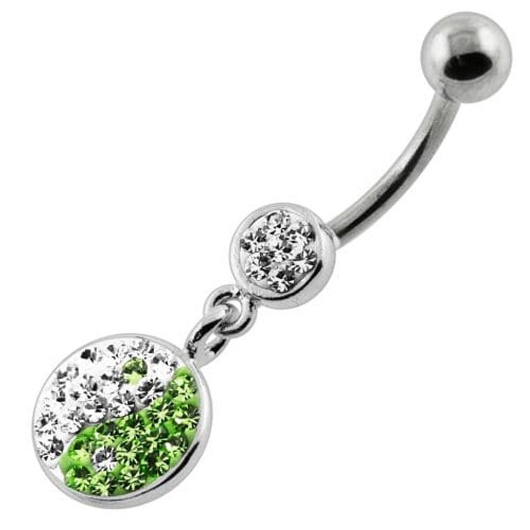 Multi Jeweled Ying Yang Navel Belly Piercing - Peridot