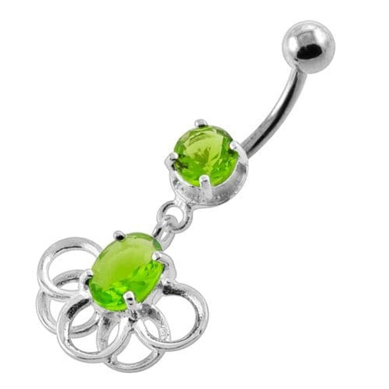 Rings around the Round Stone Navel Belly Button Piercing - Peridot