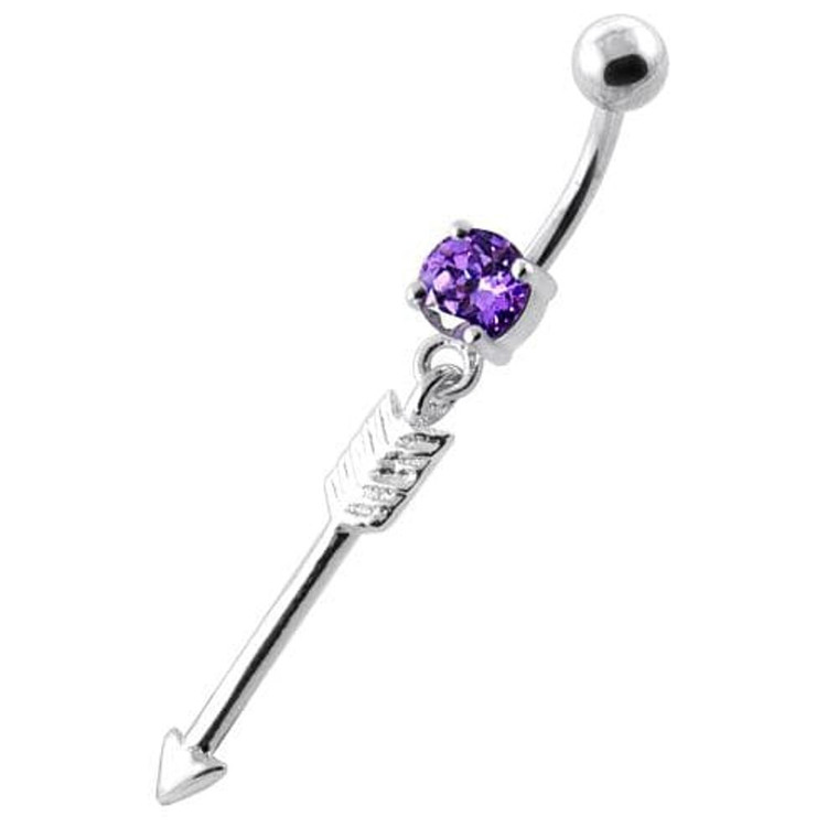 Trendy Arrow belly button bars - Purple