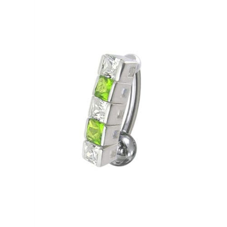 14 Gauge Fancy Gems Stone Dangling Reverse Nvel Ring Body Jewelry Ring - Peridot