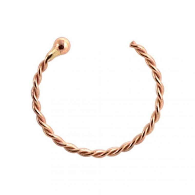 9ct Gold Twisted Open Hoop Nose Ring - Rose Gold