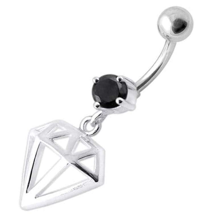 Fancy Jeweled Diamond Cut Dangling Navel Ring - Black