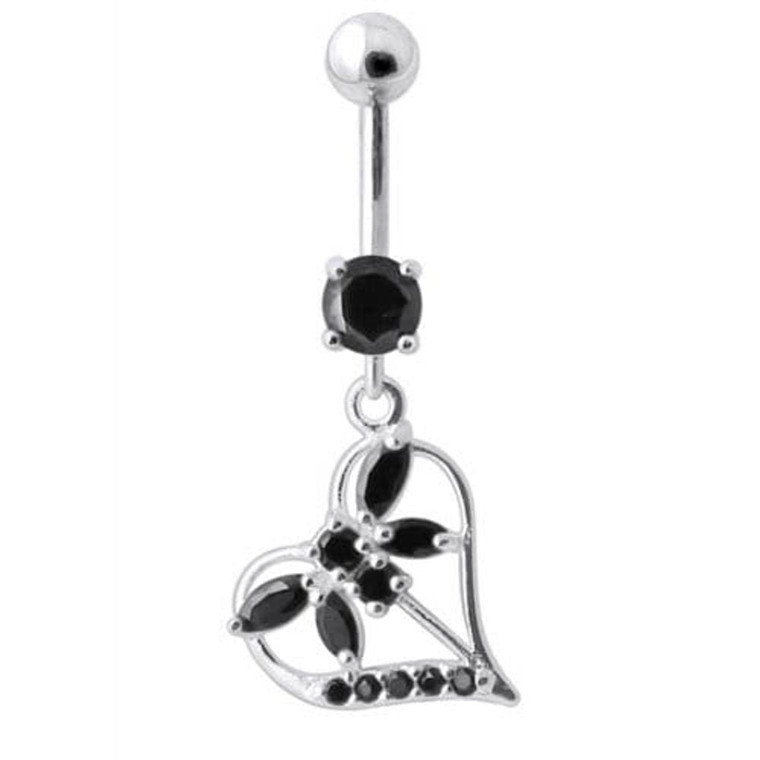 Fancy Jeweled Heart Belly Banana - Black