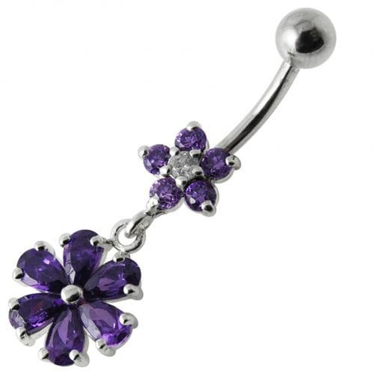 Fancy  Wheel Dangling Belly Ring Body jewelry - Purple