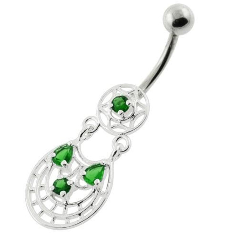 Fancy Jeweled belly button rings - Emerald