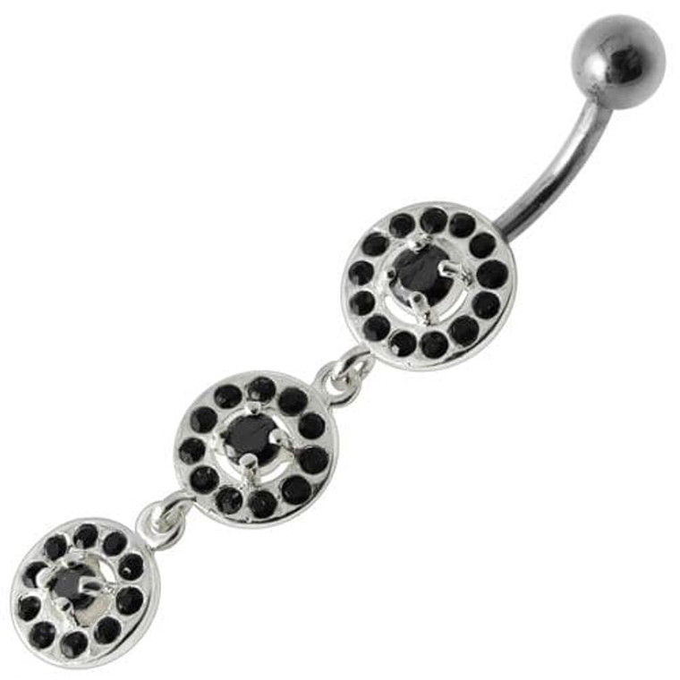 Fancy Old Classic Design Dangling Navel Ring - Black