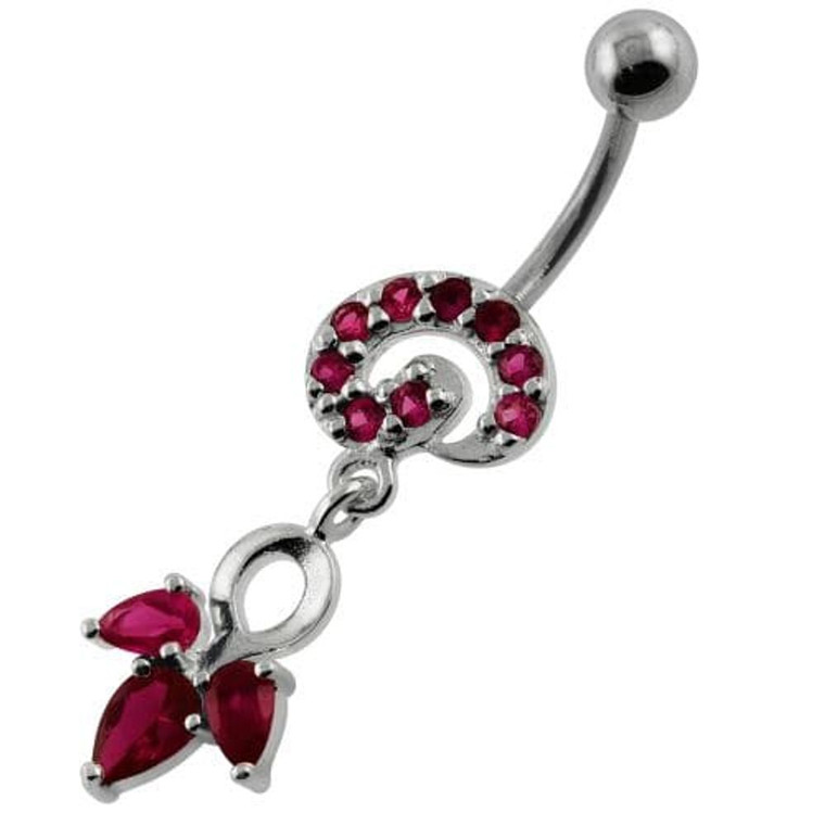 Fany Multi Jeweled Navel Belly Button Piercing - Red