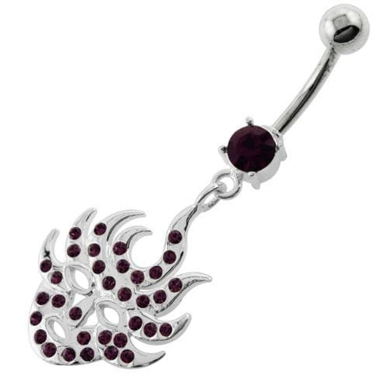 Multi Jeweled Burning Mask Belly Button Ring - Purple
