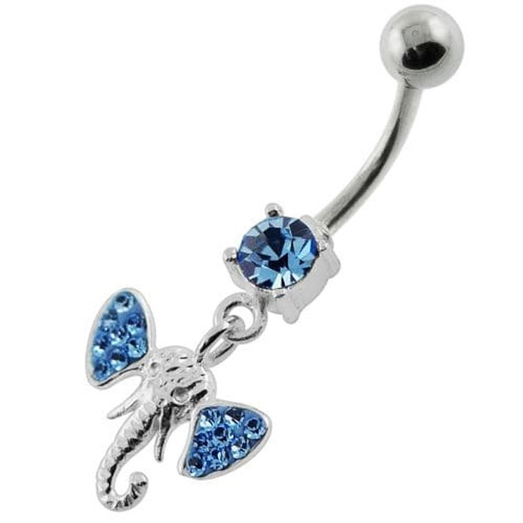 Multi Jeweled Elephant Head Belly Button Piercing - Lavender