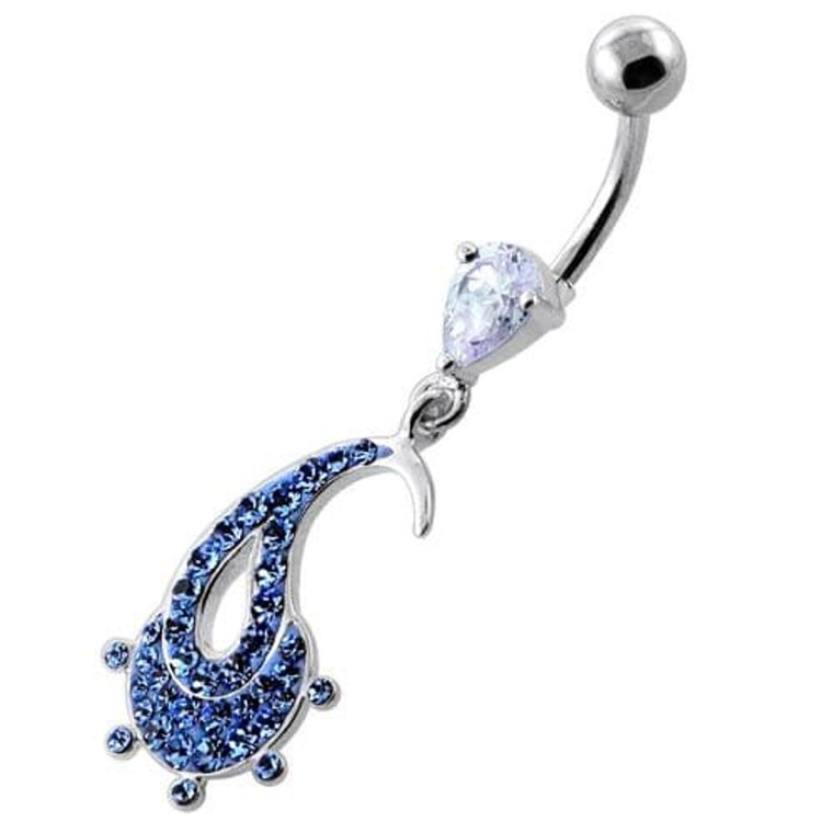 Multi Jeweled Hanging Fish Navel Belly Ring - Lavender