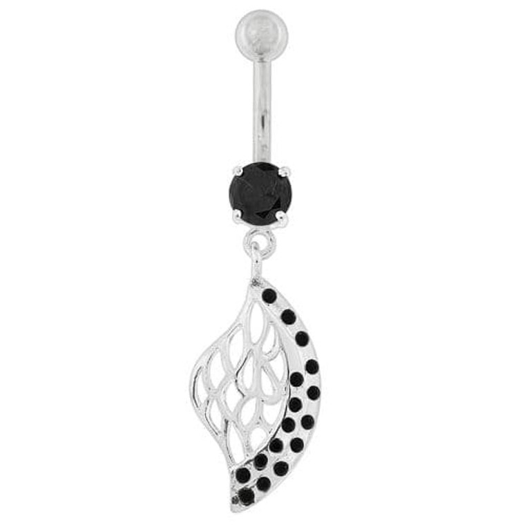 Multi Jeweled Net Dangling Belly Button Ring - Black
