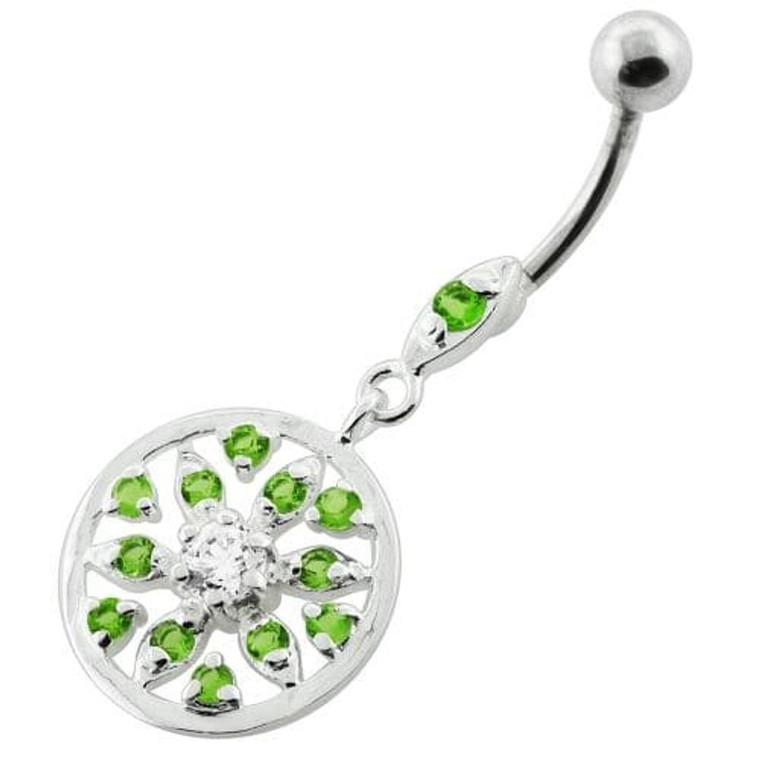 Jeweled Flower navel piercing - Peridot