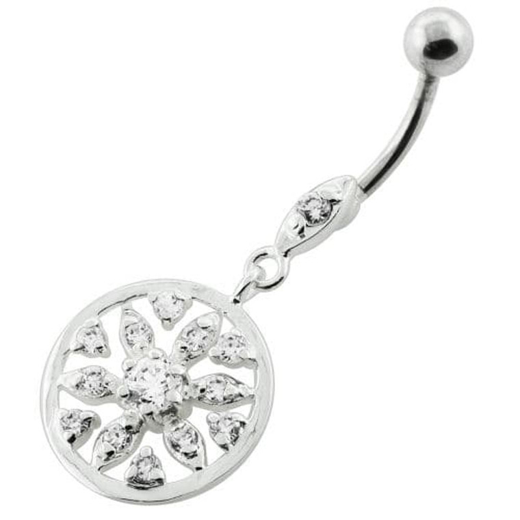 Jeweled Flower navel piercing - Clear