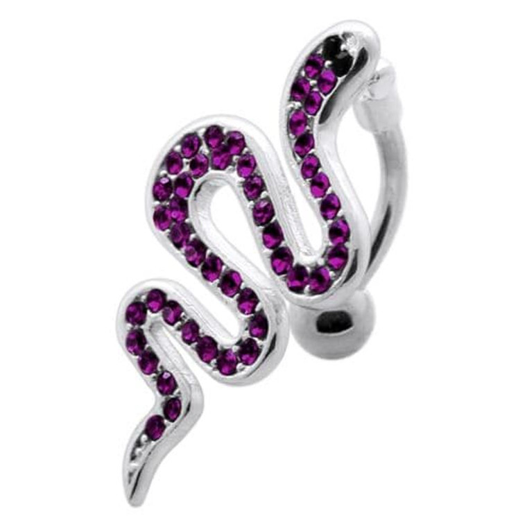 Multi Jeweled Snake Dangling Belly Banana - Purple