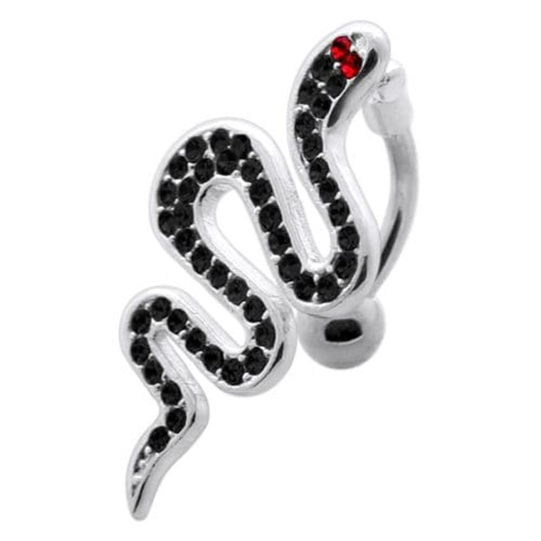 Multi Jeweled Snake Dangling Belly Banana - Black