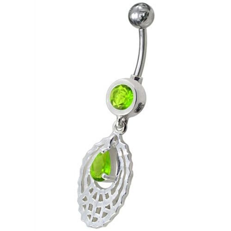 Navel Ring Oval Shaped  Banana Bar - Peridot