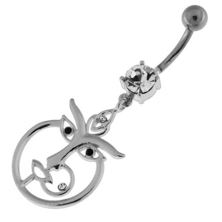 Nose and Lip Pierced women Silver Belly Button Ring - Clear