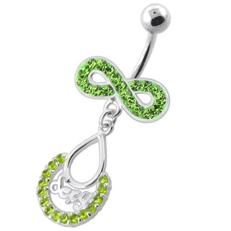 Sexy Infinity Dangling Belly bar - Peridot