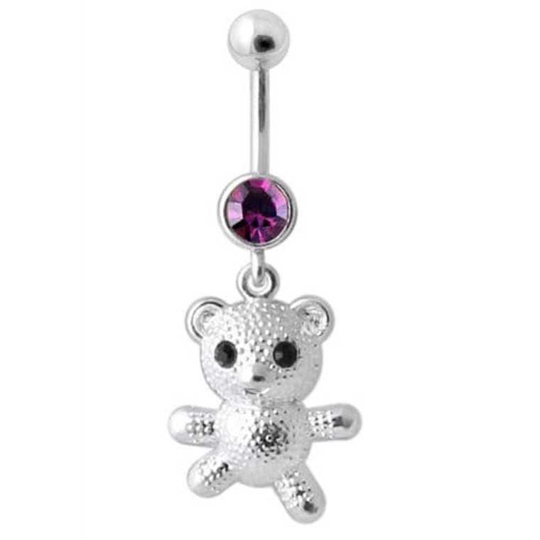 Teddy Bear Navel Belly Ring - Purple
