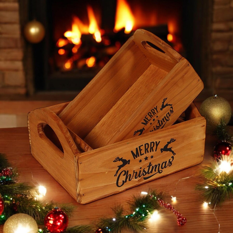 SET 2 WOODEN FLOWER PLANTERS