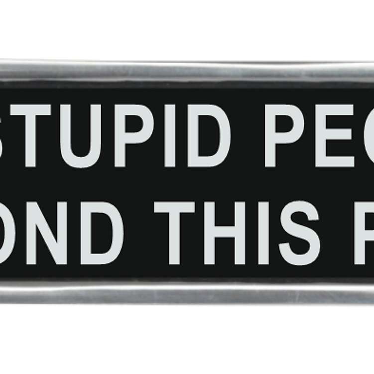 20CM ALUMINIUM NO STUPID PEOPLE SIGN
