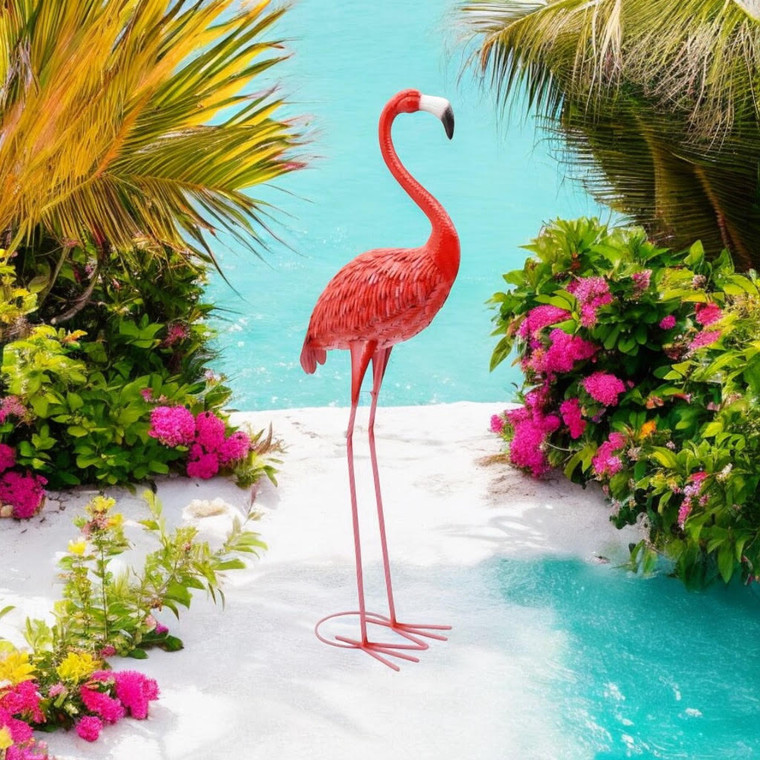 150CM PINK METAL FLAMINGO