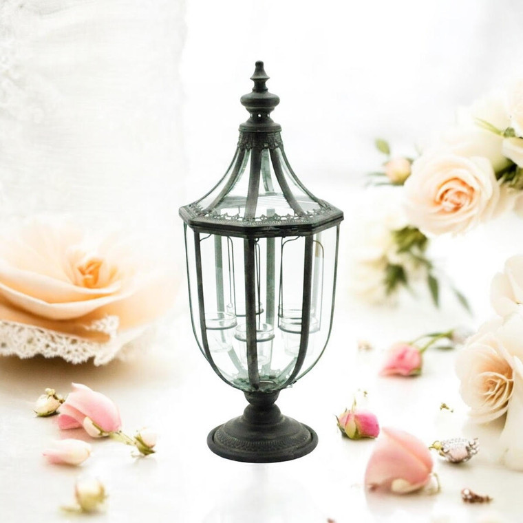 77CM METAL GARDEN LANTERN W TEALIGHT HOLDE