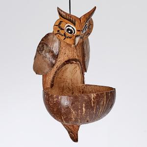 OWL BIRD FEEDER Wooden