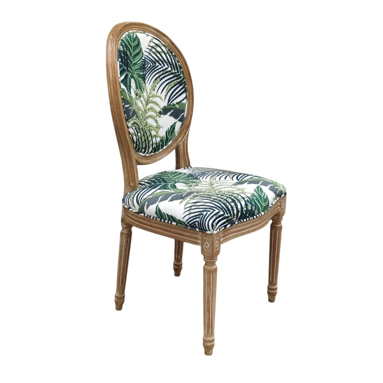97CM PALM LEAF FABRIC LOUIS CHAIR