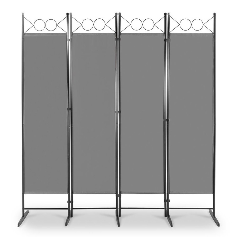 5.74FT 4-Fold Top With Shape 130g Polyester Cloth Plastic Feet Carbon Steel Frame Foldable Screen Gray