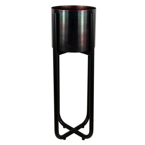 Tall Black Stand with Iridescent Rainbow Metal Planter 62cm x 18cm