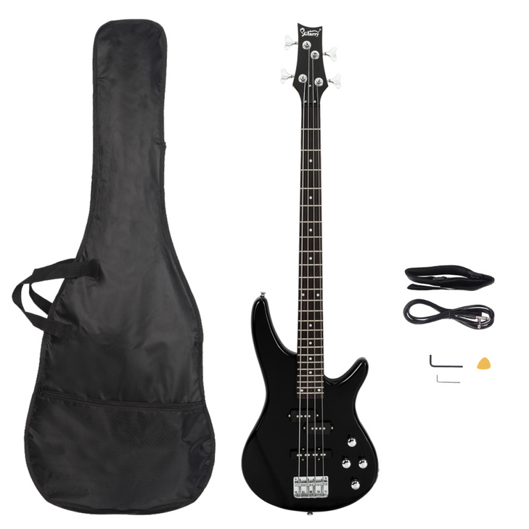 GIB Electric Bass Guitar Full Size 4 String Black