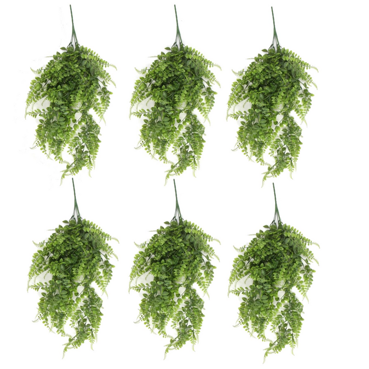 Pack of 6 x Hanging UV and Fire Resistant Artificial Green Pothos Plant 85cm