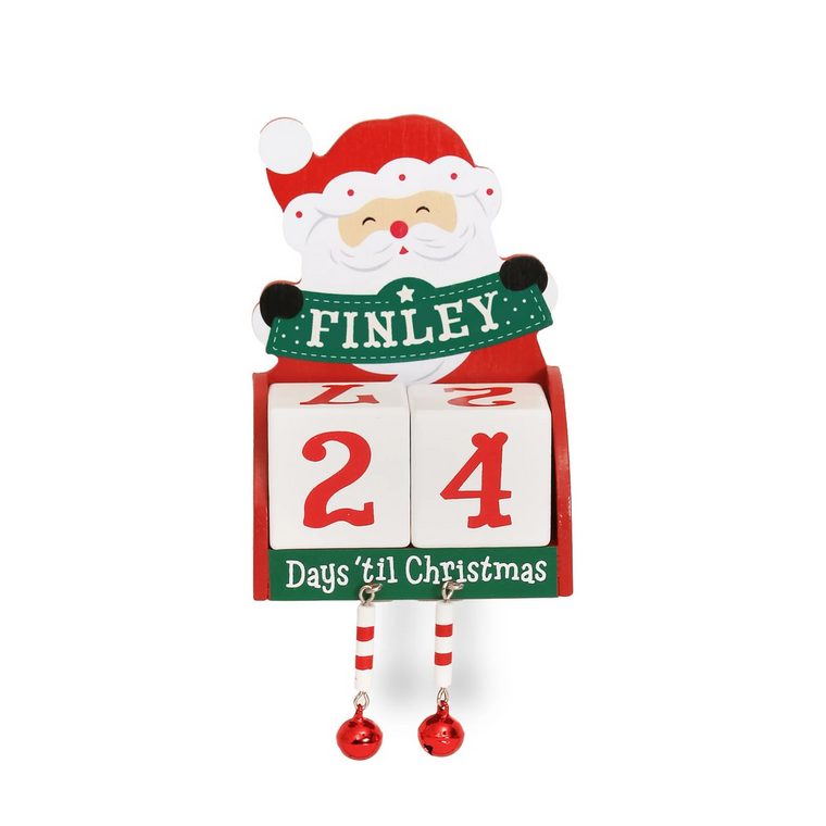 Pre-personalised Christmas Wooden Advent Block Calendar - Finley