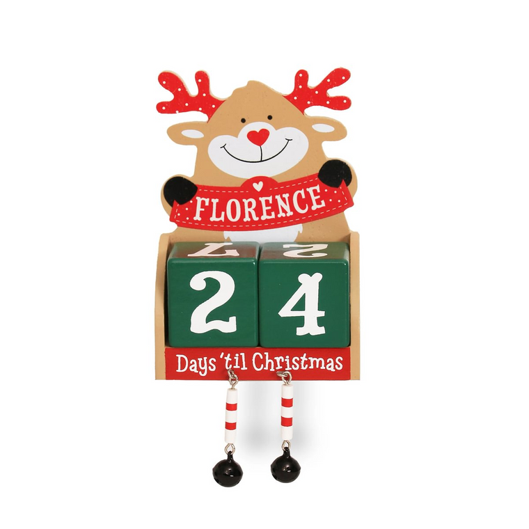 Pre-personalised Christmas Wooden Advent Block Calendar - Florence