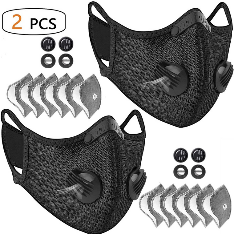 2 Pack Reusable Half Face Cover Mask w/ Filter Cycling Outdoor Sport Face Mask