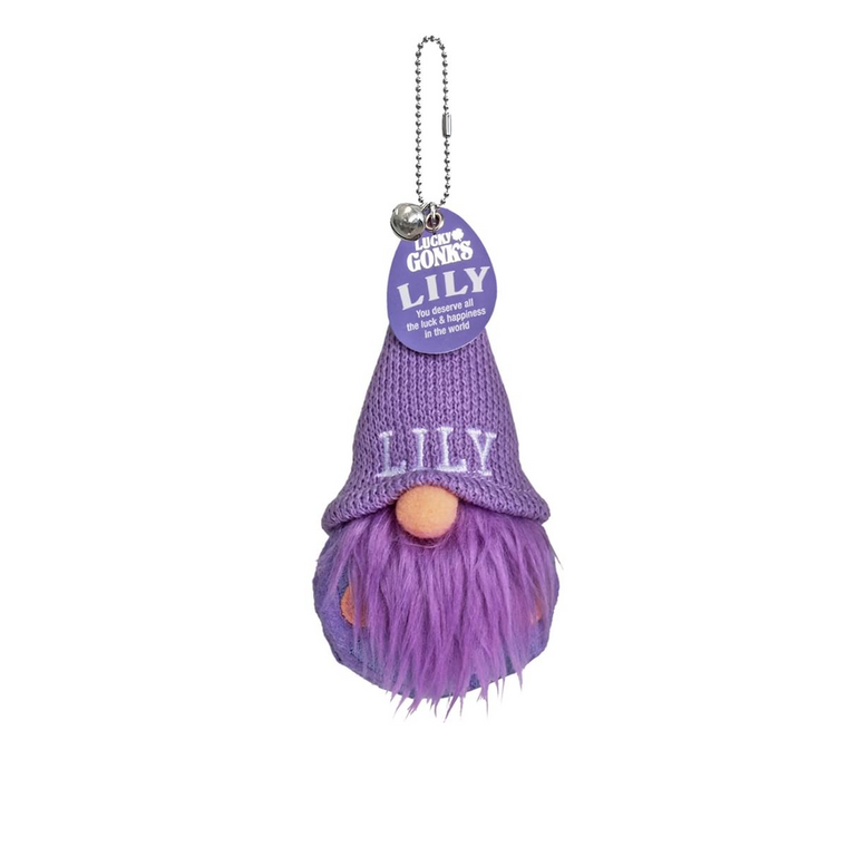 Pre-personalised Lucky Gonk Mascot Keyring For Bags and Backpacks - Lily