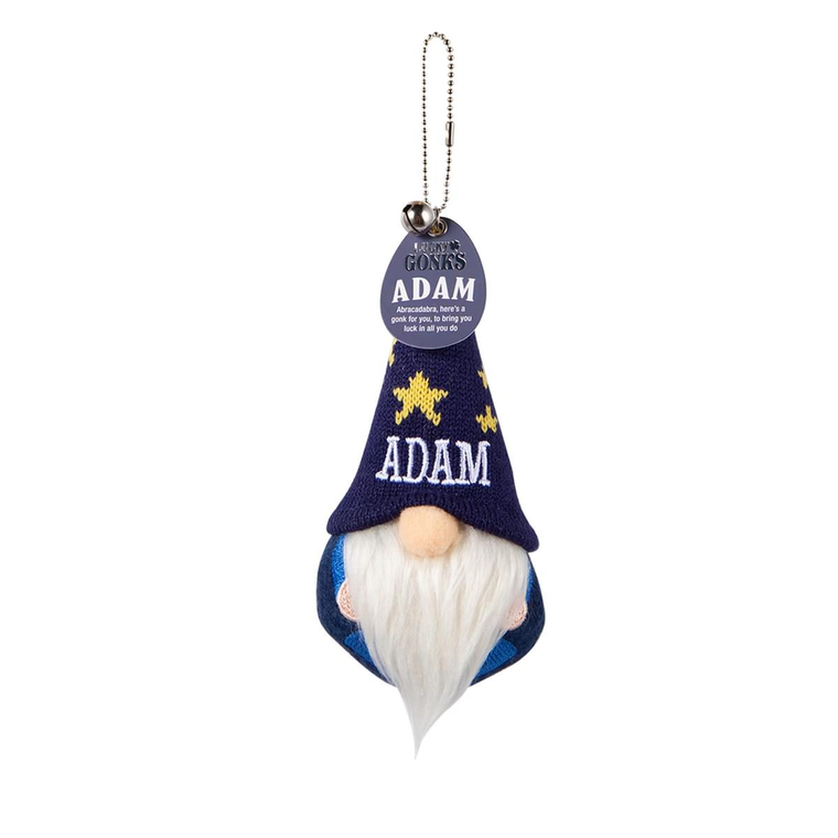 Pre-personalised Lucky Gonk Mascot Keyring For Bags and Backpacks - Adam